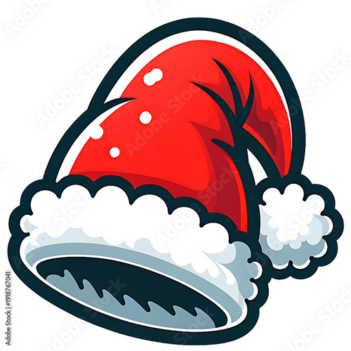 Festive Santa's Hat Icon: A bright red Santa's hat, trimmed with soft white fluff, ready to spread holiday cheer and festive wishes.