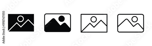 Collection of four isolated image gallery icons for web design and applications