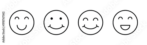 Collection of happy smiley face icons with different expressions