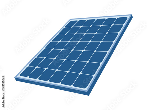 Solar panel electricity generation illustration on transparent background
