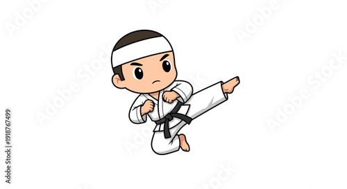 Karate Kid Vector Illustration, Cartoon Style Graphic for Martial Arts and Sports Designs