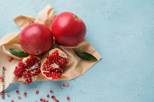 Fresh ripe pomegranates wit...