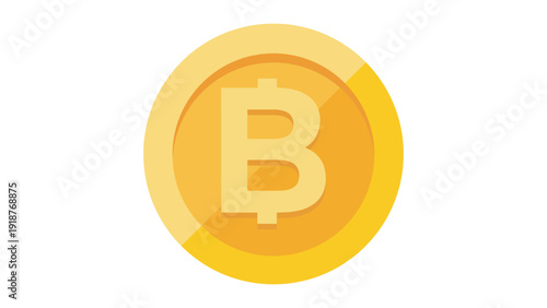 Thai baht currency symbol on gold coin flat style. Thai baht currency symbol on gold coin, money sign flat style vector illustration isolated on white background, 