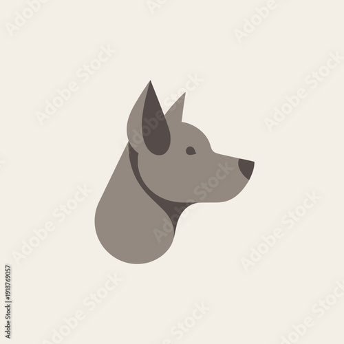 Minimalist Dog Head Icon, Modern Geometric Design, Pet Animal Logo
