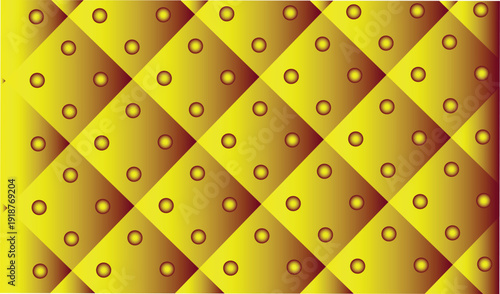 Warm yellow and brown diamond quilt pattern with raised circular dots, creating a textured and visually appealing background.