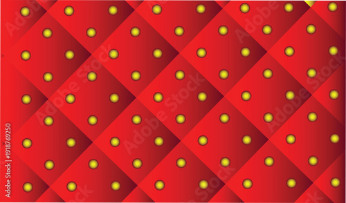 Vibrant red quilted background with a subtle gradient and bright yellow raised dots, offering a playful and textured design element.