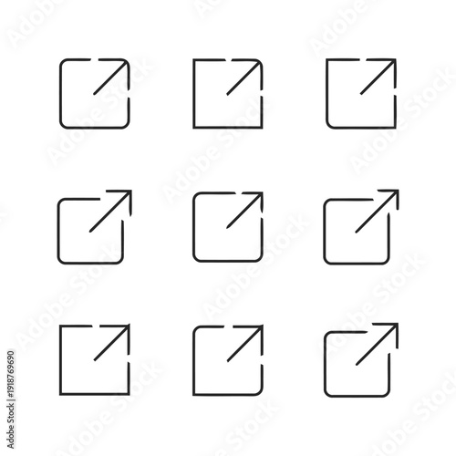 Collection of nine external link icons representing web navigation and external connections