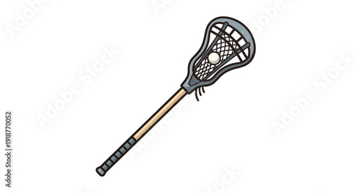Lacrosse stick illustration, vector style graphic, sports equipment for recreation and competition