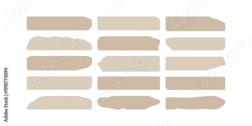 Beige rectangular shapes with irregular edges abstract in white background.