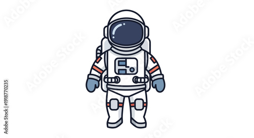 Illustration Vector of Astronaut in Space Suit Standing Alone.