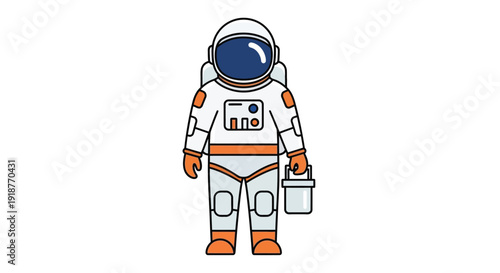 Illustration Vector of Astronaut in White Space Suit Standing.