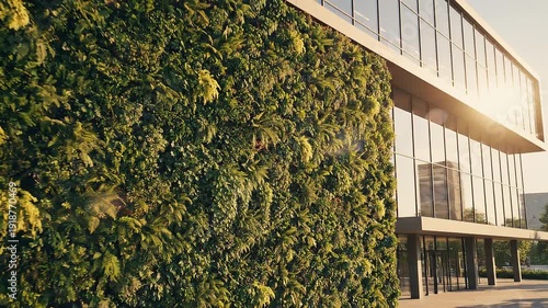 Green Wall on Modern Office Building Facade Bringing Nature into Urban Architecture and Design