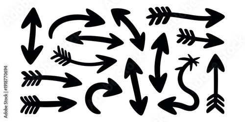 Black arrows on white background directional arrows hand drawn arrows