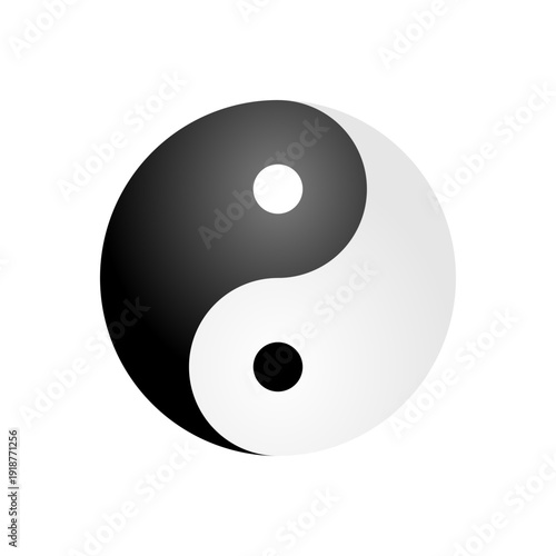 Yin Yang black and white symbol icon vector design