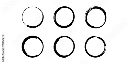 Black brush stroke circles on white background shapes