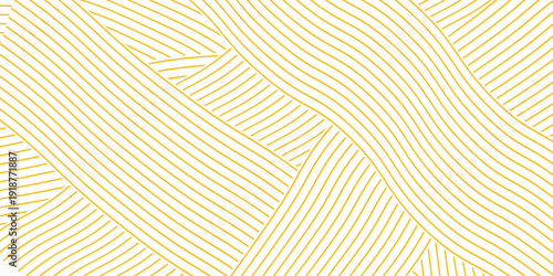 Yellow instant noodles, pasta, and spaghetti textures with geometric wavy lines. Vector ramen and pasta patterns. eps 10