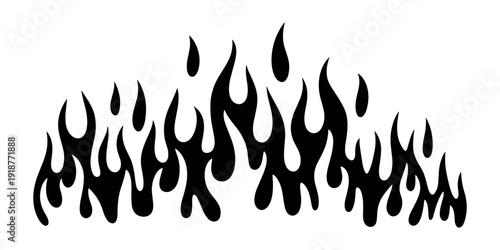 Black flame on white background fire symbol