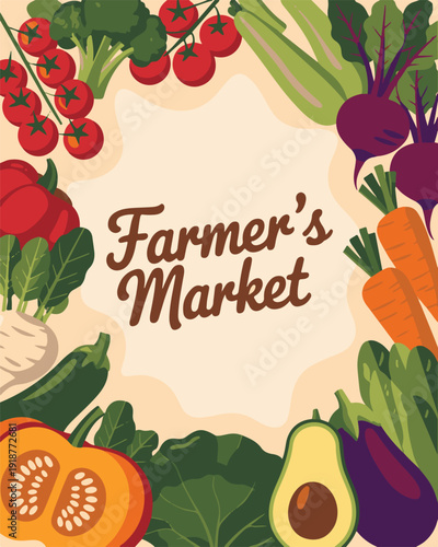 Fresh farmer's market produce, including tomatoes broccoli beets carrots zucchini squash avocado eggplant and cabbage for healthy eating