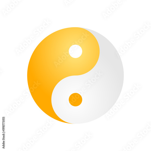 Yin Yang gold and white symbol icon vector design