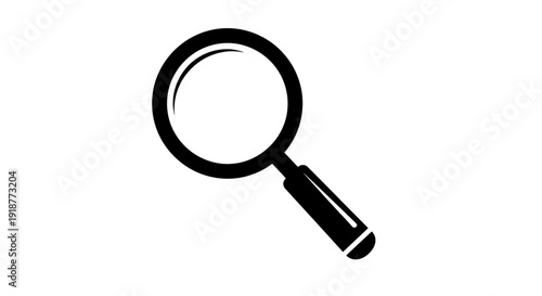 Simple black magnifying glass icon on white background.