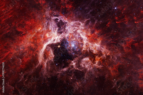 Red galaxy, beautiful space. Elements of this image furnished by NASA