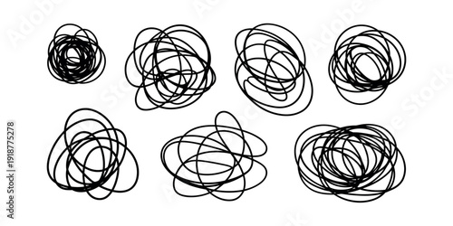 Black scribbles on white background black lines hand drawn 3 abstract