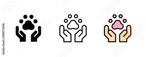 Animal welfare symbol, paw print icon representing a pet