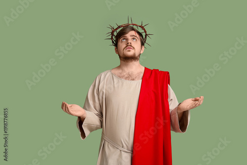 Man in Jesus robe and crown...