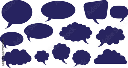 Navy blue speech bubble silhouettes for digital communication