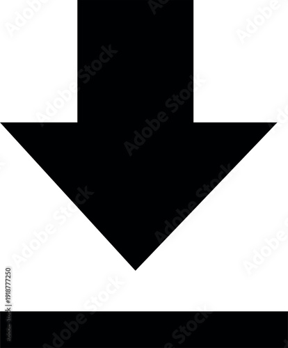 Simple Bold Directional Arrow Symbol Indicating Download or Install