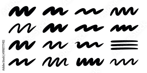 Black squiggly lines on white background wavy