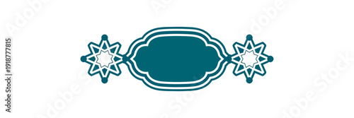 Abstract teal ornament with starburst accents on black background