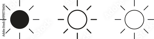 Sun Icon Set Vector Illustration for Weather and Brightness Design