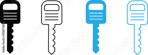 Key Icon Set Vector Illustration for Security and Access Control