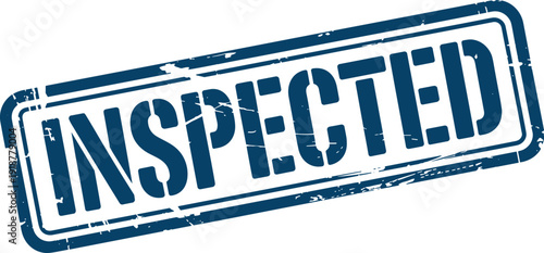 Grunge Inspected Stamp: Blue Ink Seal for Quality Control, Compliance, and Assurance - Vintage Style Impression for Documents, Products, and Services for Authenticity