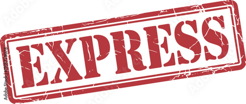 Express Rubber Stamp: Urgent Delivery and Business Service for Fast Shipping, Red Distressed Word Design on White Background with a Sense of Speed and Efficiency