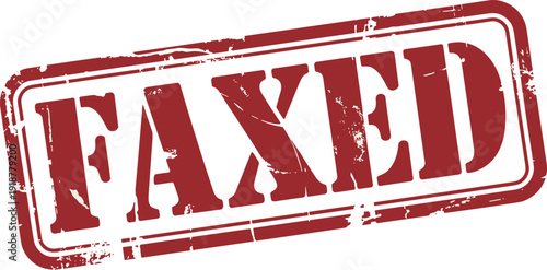 Grunge Red Rubber Stamp Illustration of "FAXED" for Business Correspondence, Office Communication and Confirmation of Document Transmission Authenticity