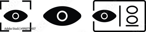 Eye Scan and Biometric Recognition Icon Set Vector Illustration for Security Technology