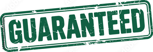Guaranteed Stamp Illustration: A Bold Green Textured Design for Product Assurance, Quality Control, and Customer Satisfaction in Business and E-commerce