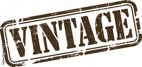 Distressed Brown Rubber Stamp with VINTAGE Text for Branding, Product Labels, and Retro Design Projects, Ideal for Antique Shops, Craft Fairs, and Nostalgic Marketing Campaigns