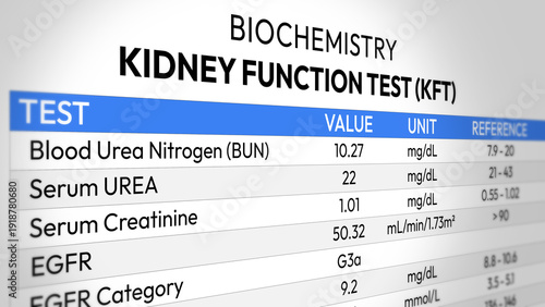 Bild auf Leinwand Kidney Function Test Report