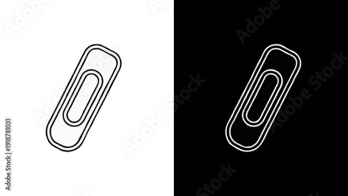 Isolated silver metal paper clip icon and vector fastener tool on white background for office business stationery supplies and note attachment