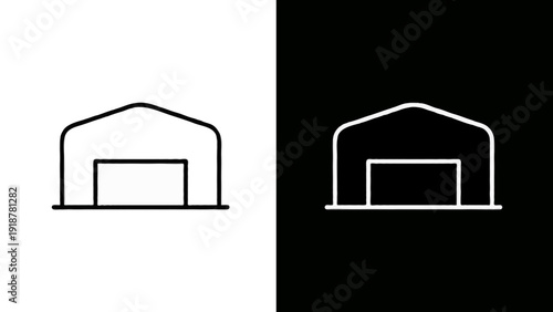 Black and white vector illustration of a house icon set on a blank corporate business card template with a frame design and empty paper letter envelope identity element
