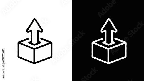 A creative vector illustration featuring a 3d business house icon integrated with a set of arrows to represent real estate growth and home construction concepts