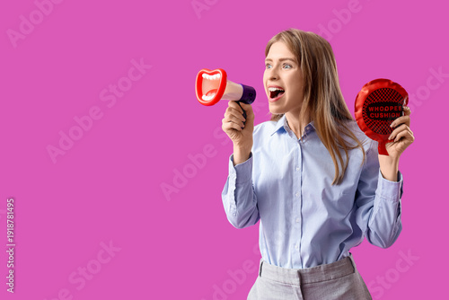 Young businesswoman with wh...