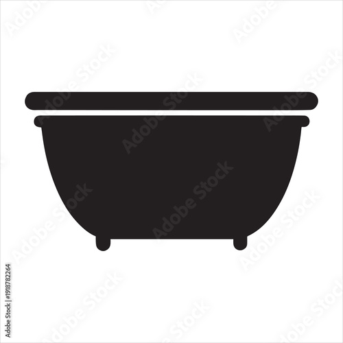 Silhouette bathtub icon for water bath concept