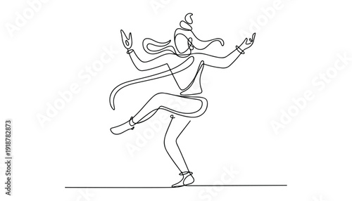 One continuous line illustration of an Lord Shiv isolated on white background.