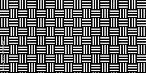 abstract geometric seamless pattern vector Black and White grid square tile fabric pattern decoration repeating texture background.