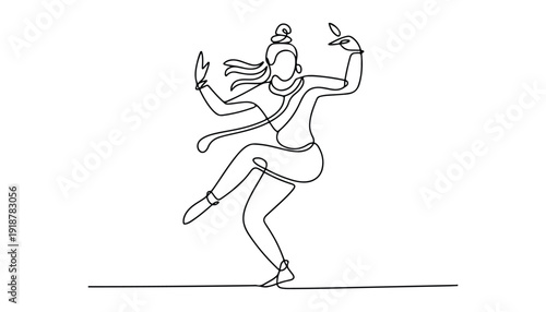One continuous line illustration of an Lord Shiv isolated on white background.