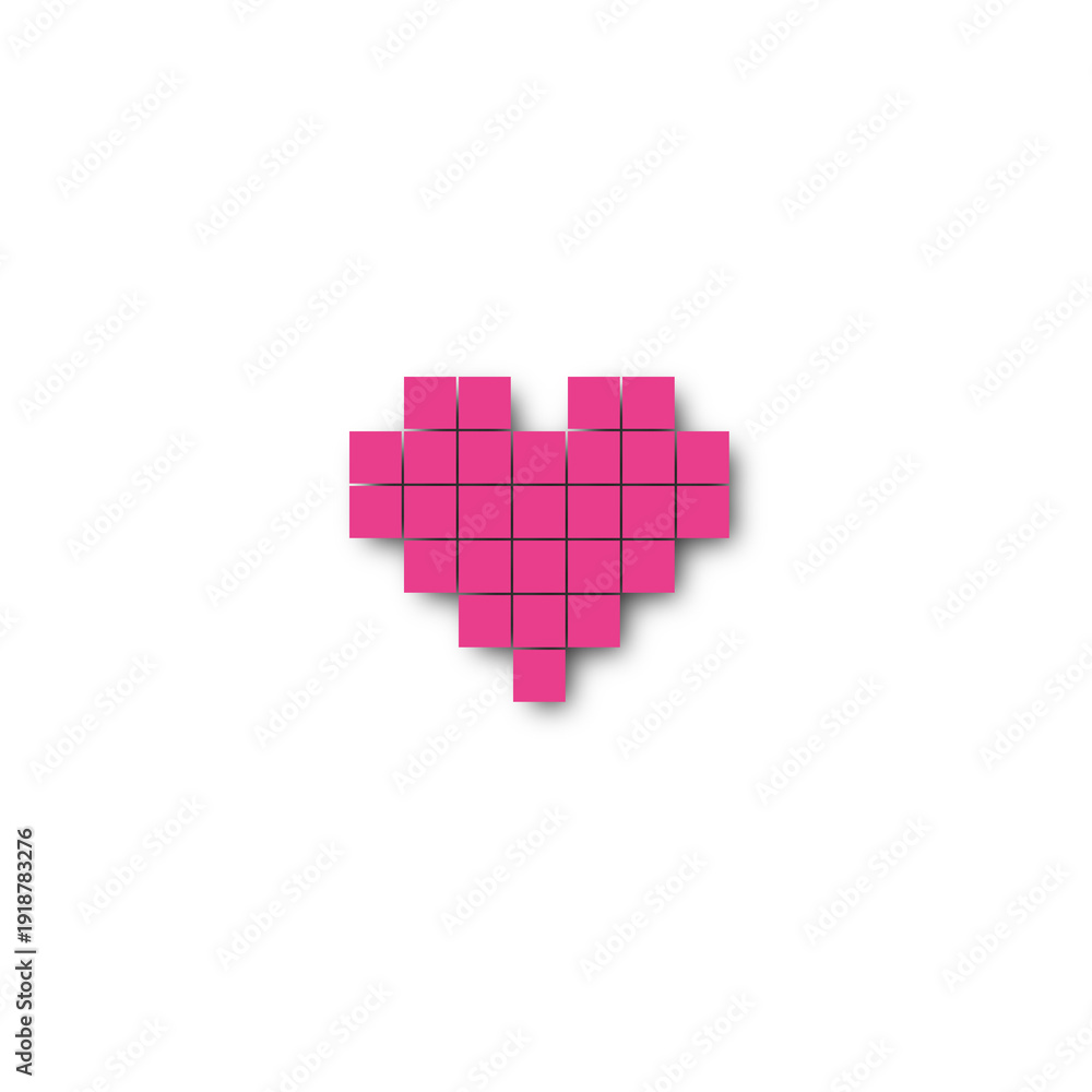 Fototapeta premium Pink Heart Pixel Icon